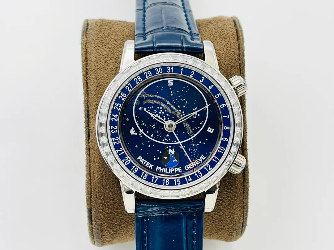 【Top Replica】💰5300! [PFF Factory2021 new masterpiece] V8 upgraded version, the highest version on the market, functions the same as the original Patek Philippe Starry Sky upgraded ultimate version! Upgrade details: 1⃣️PP Baida has achieved the function of automatically transferring with the genuine Gypsophila! 2⃣️The arrangement of the upgraded calendar is in the same order as the original one! 3⃣️Diameter 42mm, thickness 11mm! 4⃣️The biggest highlight: The moon in the Patek Philippe starry sky will change according to the change of the moon in the sky! Move it to the watch according to the full moon and waning moon in the sky (the first month of the lunar month is full and the fifteenth day of the lunar month is full)! PFF Factory's ingenious work is worth owning! Welcome friends from all walks of life to taste it!